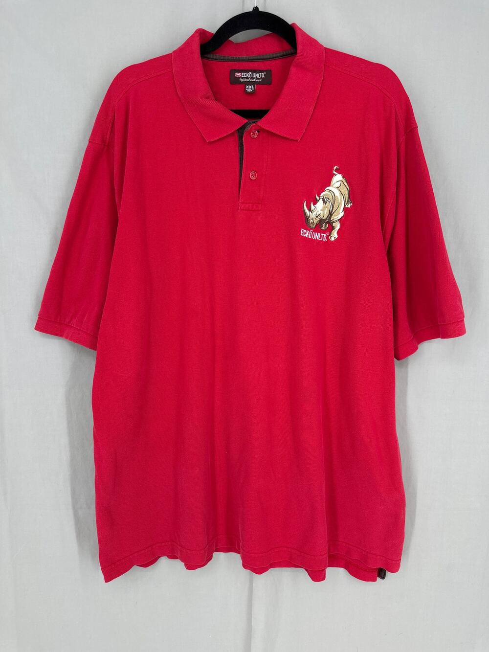 Vintage Ecko Unltd Polo Shirt Mens XXL Red Y2K 90s Rhino Skater Streetwear